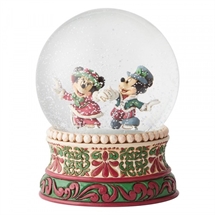Jim Shore Disney Traditions - Splendid Skaters (Victorian Mickey and Minnie Mouse Waterball)